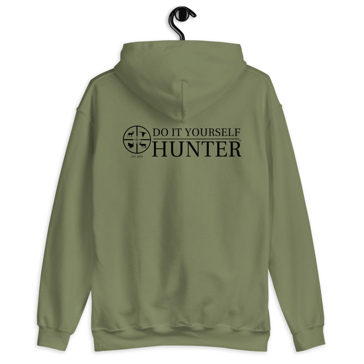 DO IT YOURSELF HUNTER Grind Deer Black Logo Military Green Hoodie with Logo on Back