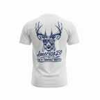 DIY Hunter 250th Cool Buck Lifestyle T-shirt displayed on ghost mannequin, showcasing a casual hunting-themed graphic tee.