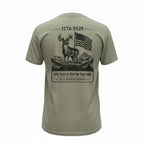 Back view of DO IT YOURSELF HUNTER 4th of July House Buck T-shirt featuring a patriotic deer graphic and holiday design.