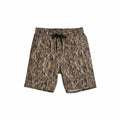 Camouflage DIY Hunter shorts on ghost mannequin, showing outdoor-inspired camo pattern and casual fit.