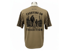 DO IT YOURSELF HUNTER Carrying On the Tradition T-Shirt with camouflage sleeves and printed graphic design.