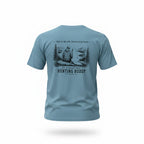 Hunting Buddy DIY Hunter Ice Blue Comfort Colors T-shirt displayed on ghost mannequin, featuring hunter lifestyle graphic design.