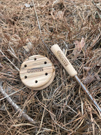 Slate call for turkey hunting, Lil' Jake by DO IT YOURSELF HUNTER, showing a compact slate pot call with striker on a hunting surface.