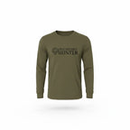 Olive green DIYH Next Level T-shirt by DO IT YOURSELF HUNTER, casual crewneck with logo print, laid flat on a white surface.