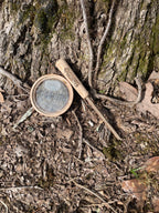 Lil' Jake glass pot call with camo inlay by DO IT YOURSELF HUNTER, shown with close-up of the call's surface and camo design.