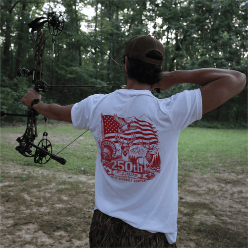 Limited edition Hunter™ Buck lifestyle T-shirt by DO IT YOURSELF HUNTER featuring a patriotic 1776 design on soft fabric.