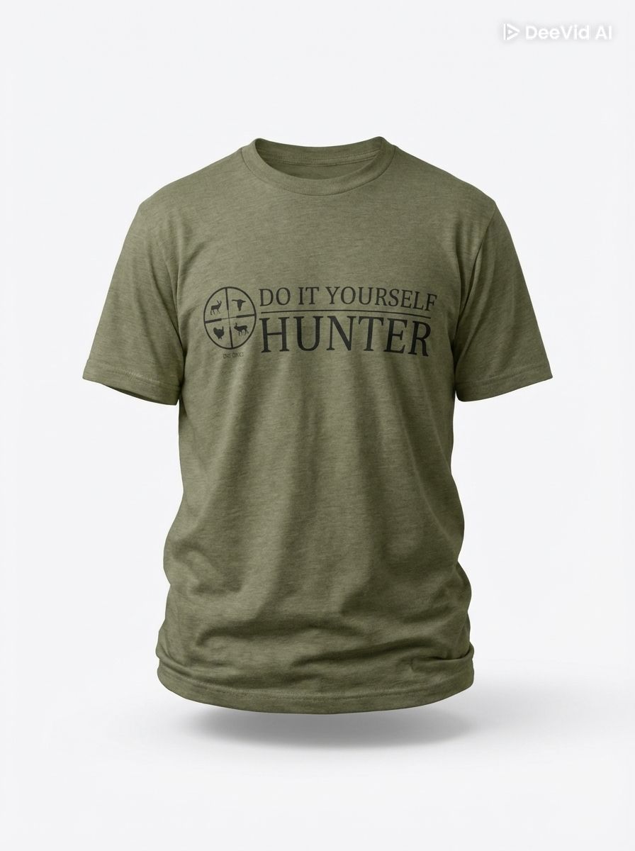 Olive green Do It Yourself Hunter T-shirt for adults, made from Next Level 60/40 blend, casual and comfortable fit.