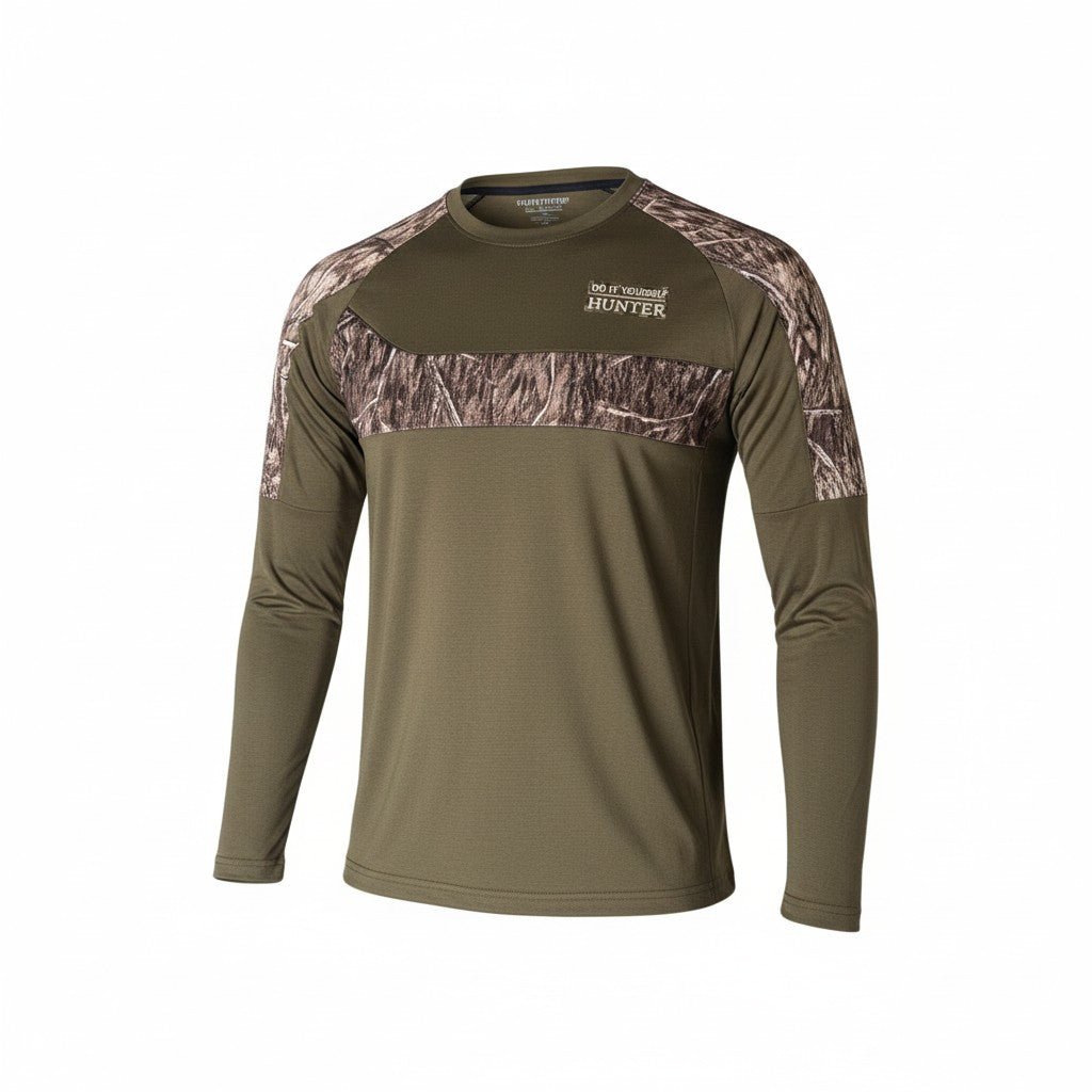 Do It Yourself Hunter Camo Hybrid Dark Green Long Sleeve Shirt - DO IT YOURSELF HUNTER