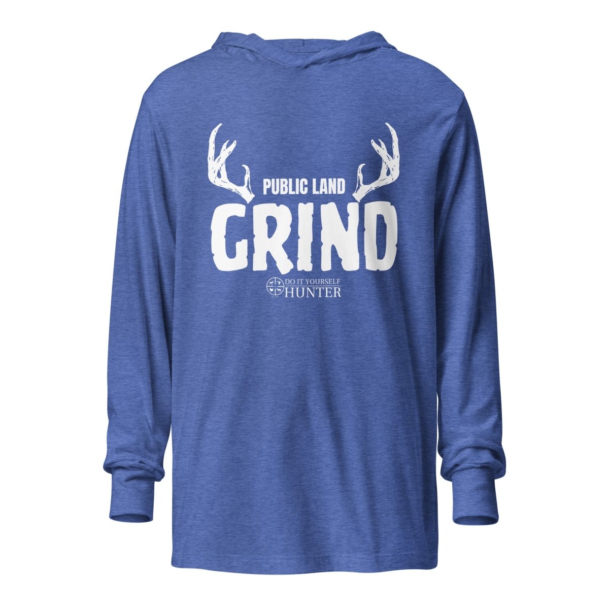 DO IT YOURSELF HUNTER "THE GRIND" Hooded White Logo Long - sleeve Tee - DO IT YOURSELF HUNTER