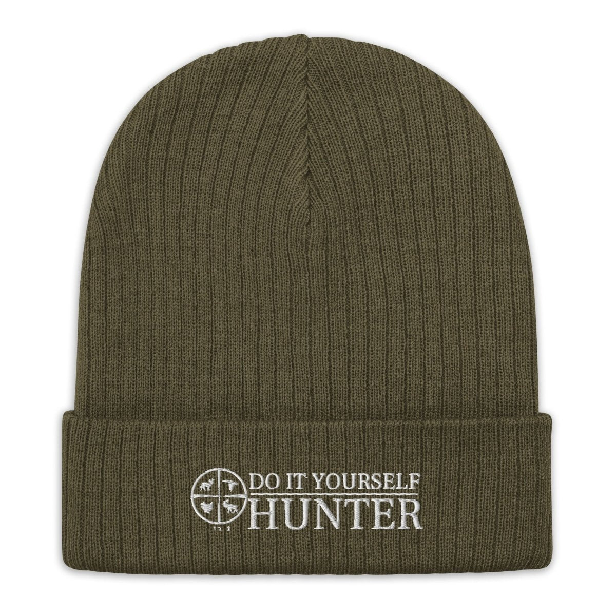 Do it Yourself Hunter White Logo Ribbed Cuffed Beanie - DO IT YOURSELF HUNTER