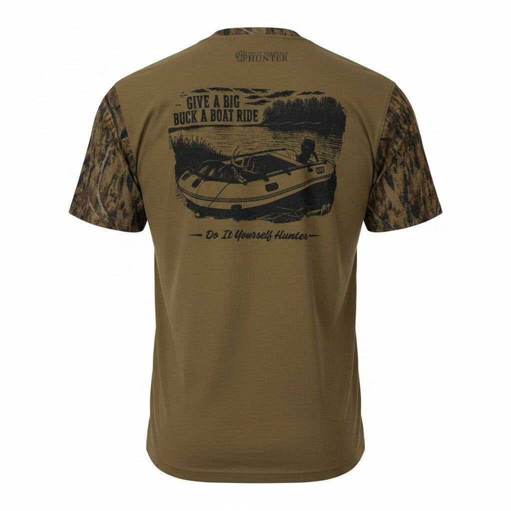 Give a Big Buck a Boat Ride T-Shirt – Sage | Do It Yourself Hunter Lifestyle Collection