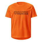 Unisex neon orange Hunter CREW sports jersey with back design, front view, made by My Store for active sportswear.